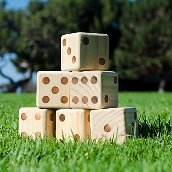 Images are for illustrative purposes only - Read Full Disclaimer  GoSports Giant Wooden Playing Dice Set with Rollzee and Farkle Scoreboard - Image 2