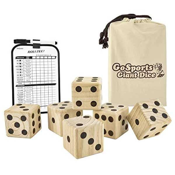 Images are for illustrative purposes only - Read Full Disclaimer  GoSports Giant Wooden Playing Dice Set with Rollzee and Farkle Scoreboard