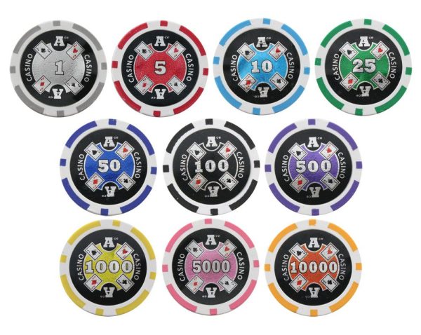 25PC 13.5G ACES UP CLAY POKER CHIPS W/ LASER EFFECTS (10 COLORS)